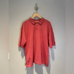 Tommy Bahama Silk & Cotton Blend Polo Shirt - XL - Terracotta Rose